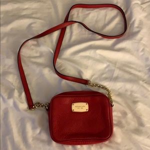 Red leather Michael Kors crossbody